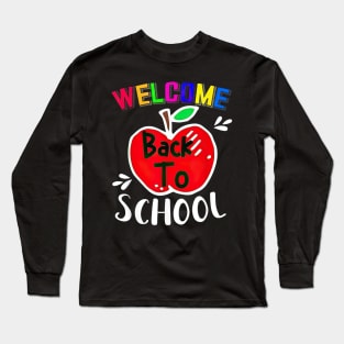 Welcome Back To School Red Apple Happy First Day Of School Long Sleeve T-Shirt